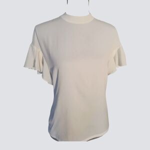 Elegant Cream Ruffle Sleeve Mock Neck Top Size M Medium